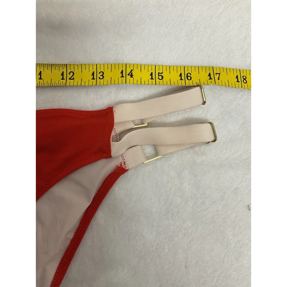 New HAH Hot As Hell Womens Swim Coral  Double Strap Bikini Bottom Size M